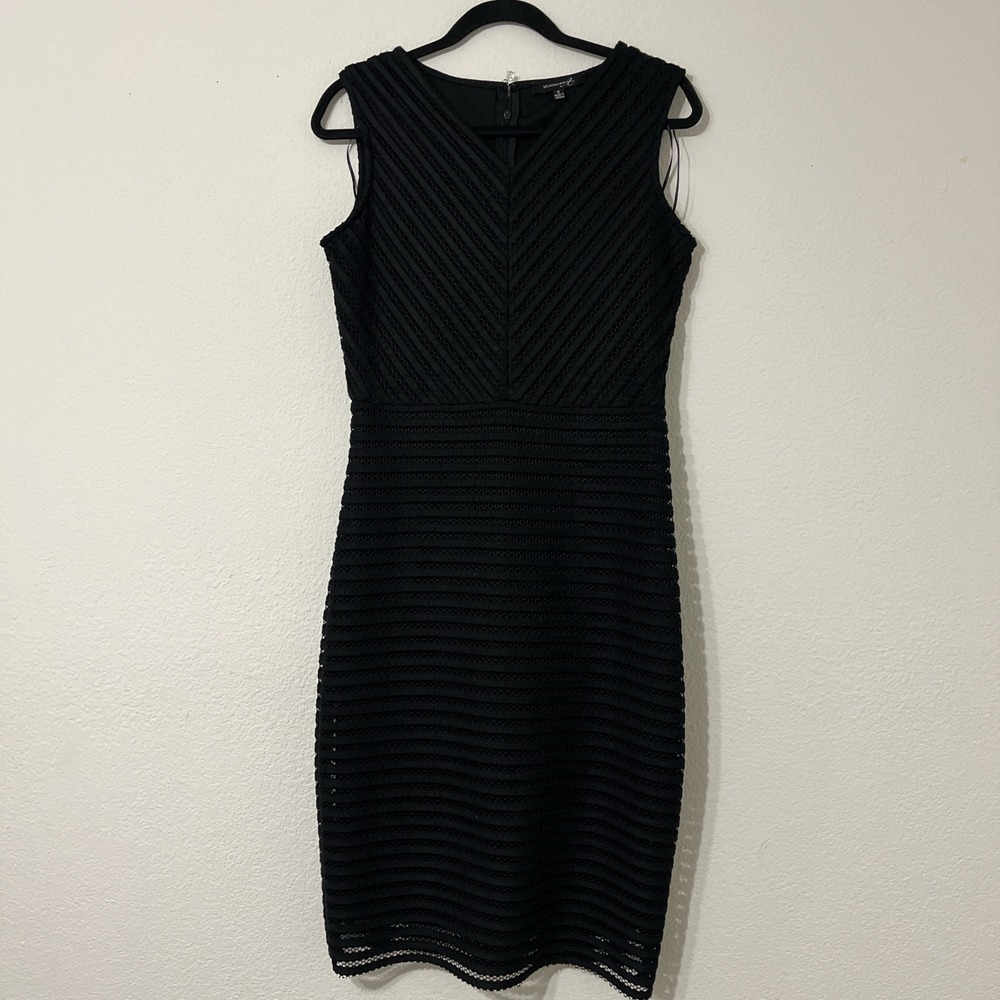 Wardrobe A‎ Black Lace Mesh Bodycon Size 6 Sleeveless V-Neck  Cocktail LBD Dress